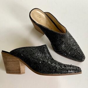 MATISSE Gatsby Black Rhinestone Embellished Heeled Mule Size 8